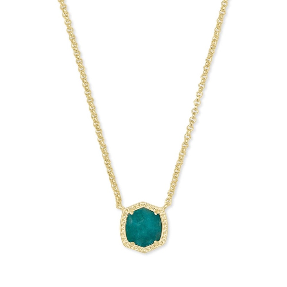 EUC [Kendra Scott] Davie Teal Green Amazonite Necklace, 14k Gold Over Brass - Picture 8 of 10